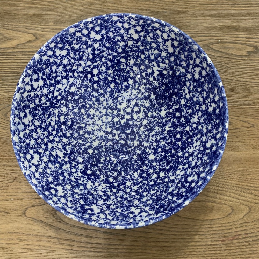 La Primula SRL Italy Cobalt Blue Spongeware Splatter Serving Bowl - Picture 2 of 6